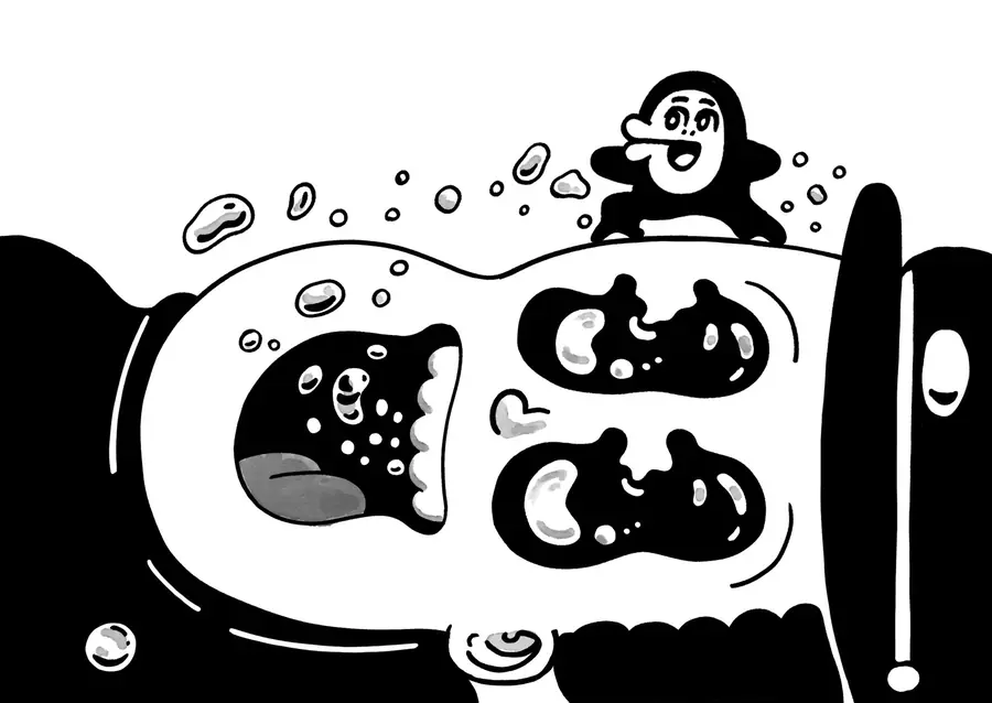 雨で顔がみずみずしいっキュー