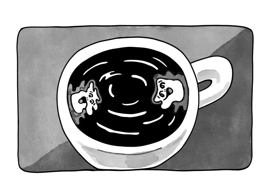 コーヒーに映るイルカくんっキュー